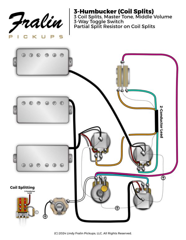 Fralin Pickups Wiring Diagrams - 3 Humbucker Les Paul (Coil Splits)