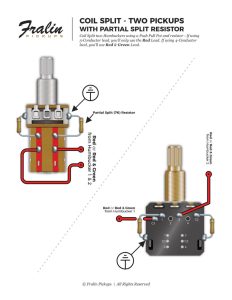 Coil Split two pickups using partial split resistors