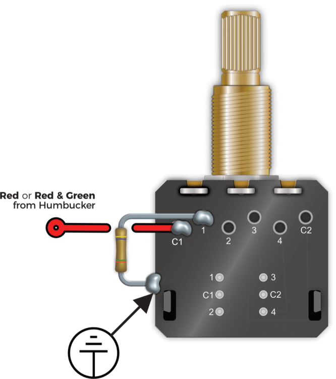 Coil Split A Single Pickup with Partial Split Resistor (CTS)